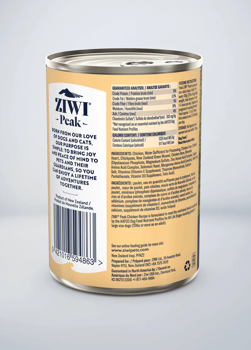 ZIWI Peak Grain Free Free-Range Chicken Recipe Canned Dog Food