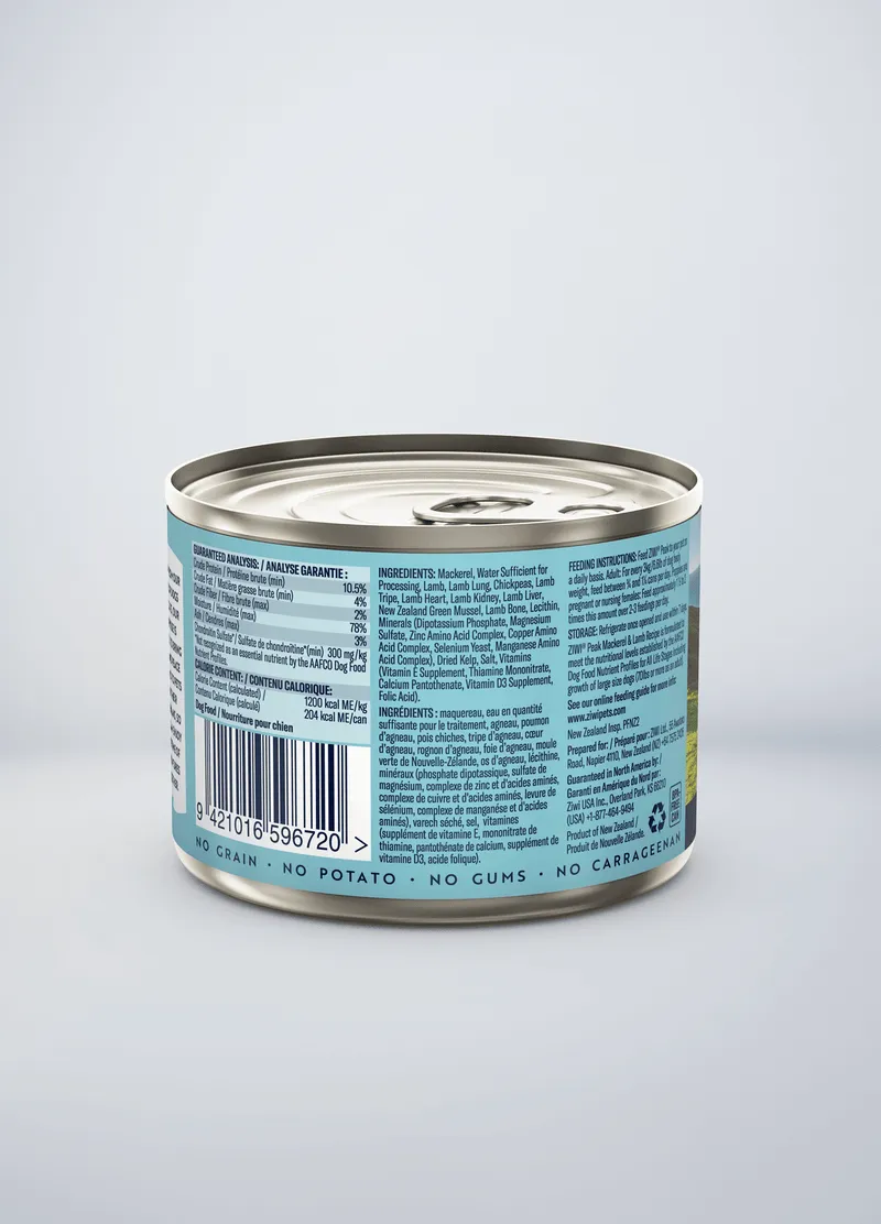 ZIWI Peak Grain Free Mackerel & Lamb Recipe Canned Dog Food