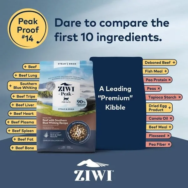ZIWI Peak Steam & Dried Beef with Southern Blue Whiting Recipe Air-Dried Cat Food