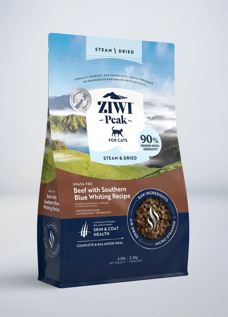 ZIWI Peak Steam & Dried Beef with Southern Blue Whiting Recipe Air-Dried Cat Food