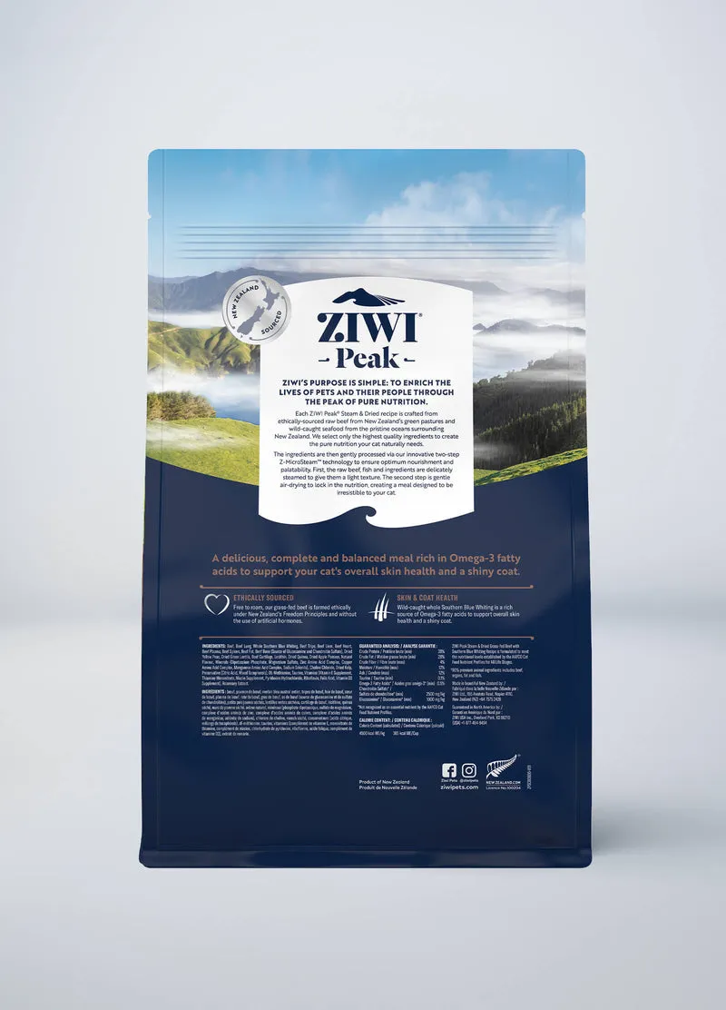 ZIWI Peak Steam & Dried Beef with Southern Blue Whiting Recipe Air-Dried Cat Food