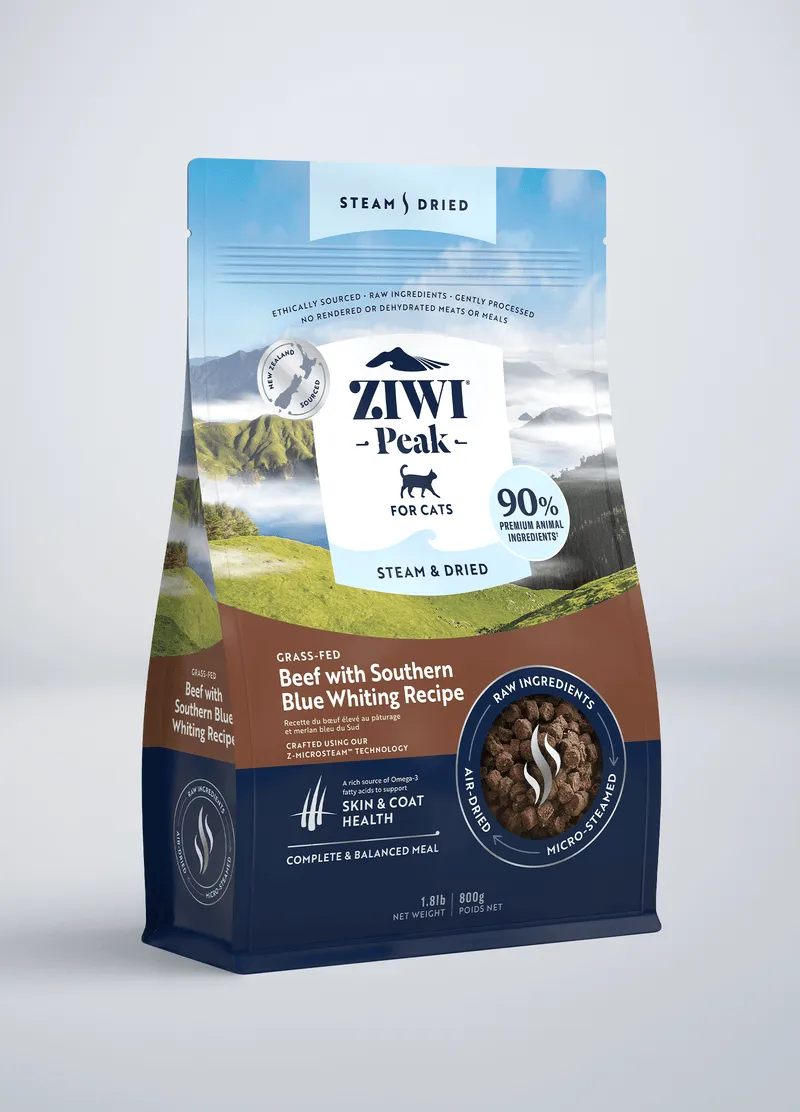 ZIWI Peak Steam & Dried Beef with Southern Blue Whiting Recipe Air-Dried Cat Food