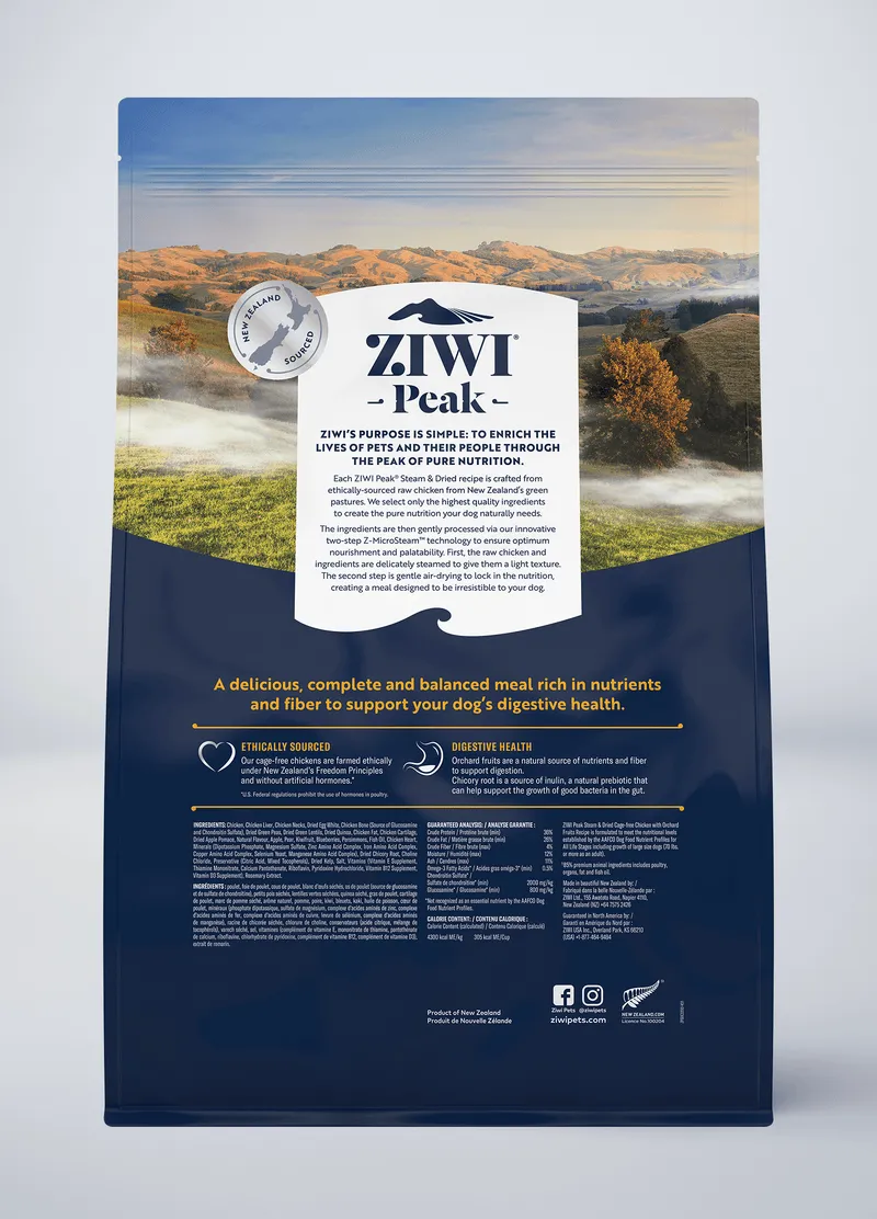 ZIWI Peak Steam & Dried Chicken with Orchard Fruits Recipe Air-Dried Dog Food