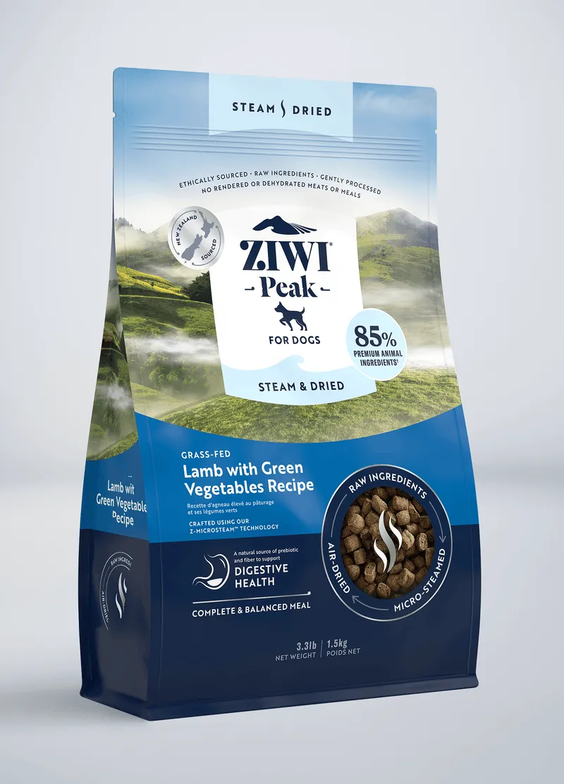 ZIWI Peak Steam & Dried Lamb with Green Vegetables Recipe Air-Dried Dog Food
