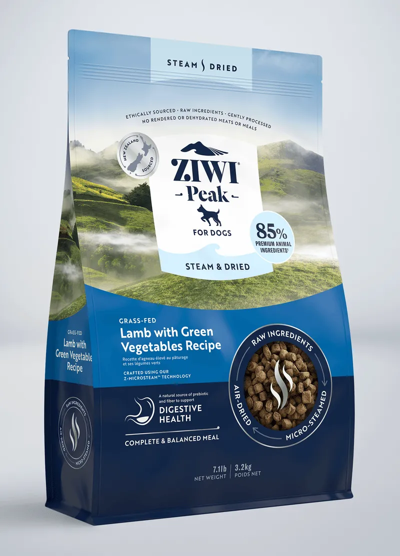 ZIWI Peak Steam & Dried Lamb with Green Vegetables Recipe Air-Dried Dog Food